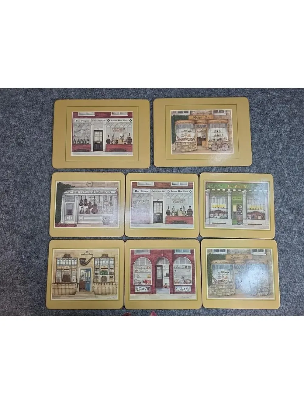 Clover Leaf Cork-backed table Mats (8) Storefronts Of Yesteryear By Fiona Butler